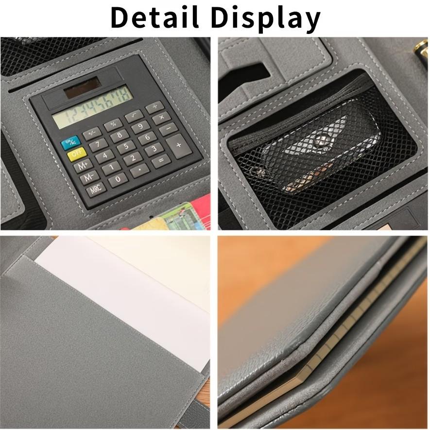 Multifunctional A4 File Folder with Sticky Notes, Office Storage Business Leather Document Manager, Contract Signing Book Office Supplies