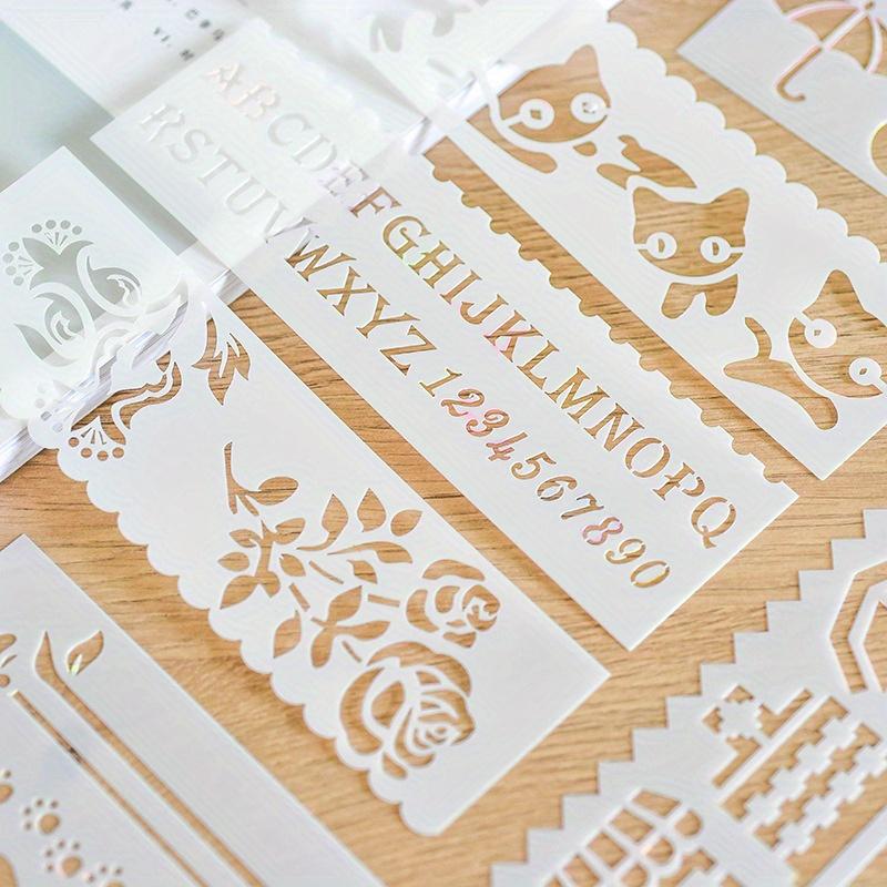 8pcs DIY sewing tools Painting template Slender Strip generation 8 sets of pattern painting template Hand-drawn cartoon painting template ruler giy painting sewing AIDS flower pattern