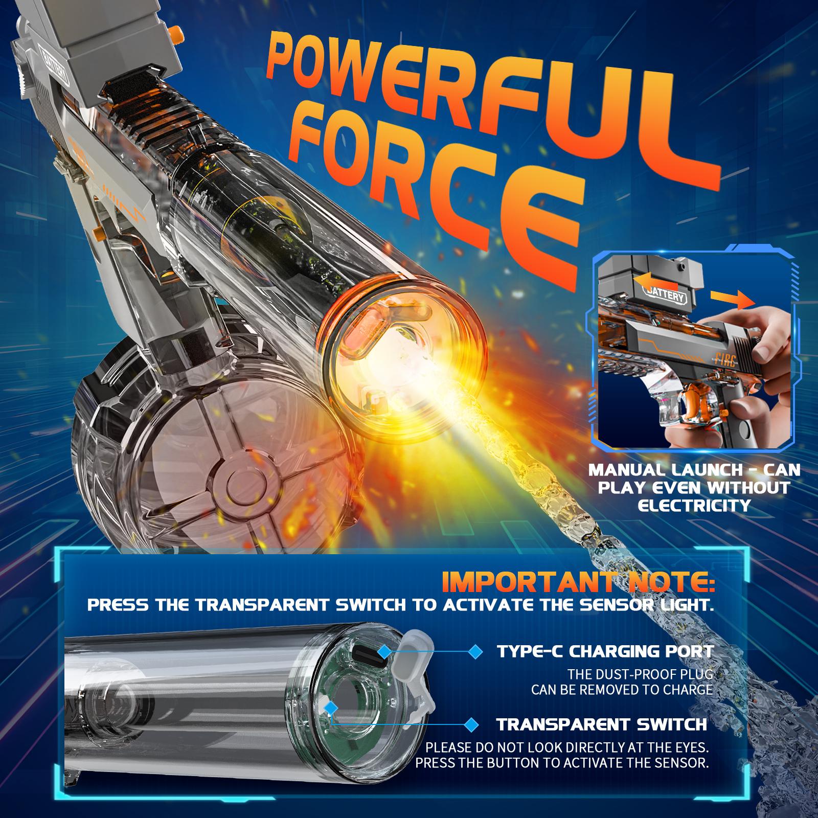 Electric Water Gun for Kids Adults - Automatic Squirt Gun With up to 32 Ft Long Range, Summer Outdoor Beach Swimming Pool Party Super Soaker Toys, Gift for Kids Age 8 9 10 11 12 Years Old Boys