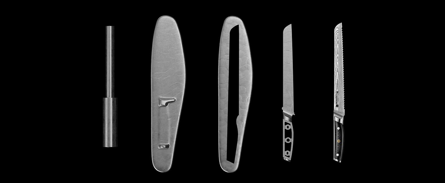 WIZEKA Damascus Serrated Bread Knife, 10 inch Bread Knife for Homemade Bread, Razor Sharp VG10 Damascus Steel Multifunction Serrated Knife for Slicing Homemade Bread, Bagels, Cake Kitchen Cutting Kitchenware Blade