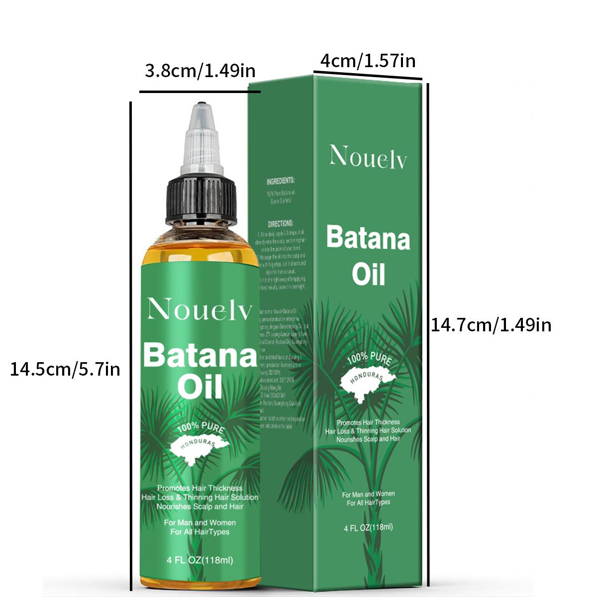 NOUELV 100% Pure Batana Oil - Organic Hair Growth Treatment, Repairs Damage & Boosts Thickness, Adds Volume & Shine, 4 fl.oz/120ml, Cold-Pressed from Honduras, Vitamin E Rich, Suitable for All Hair Types