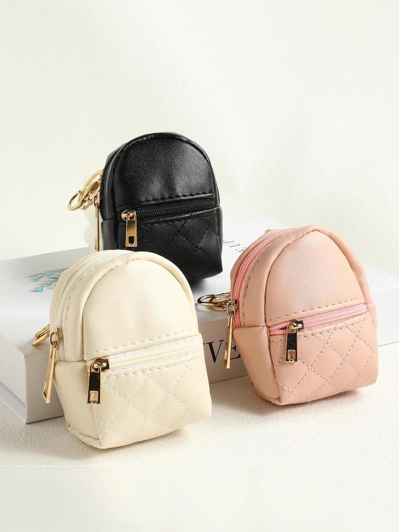 Mini Wallet Keychain, Portable Earphone Bag, Creative Multifunctional Accessory, Candy Color Zipper Coin Purse, Small PU Makeup Bag, Wallet And Charm