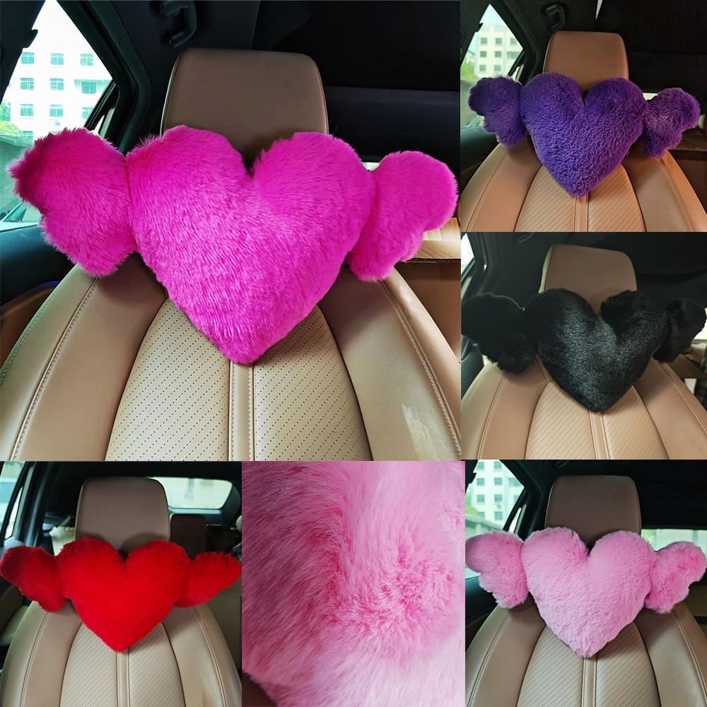 Heart Shaped Headrest Pillow, 1 Count Soft & Comfortable Car Neck Pillow, Plush Neck Pillow, Car Interior Accessories for Women & Girls, Car Accessory