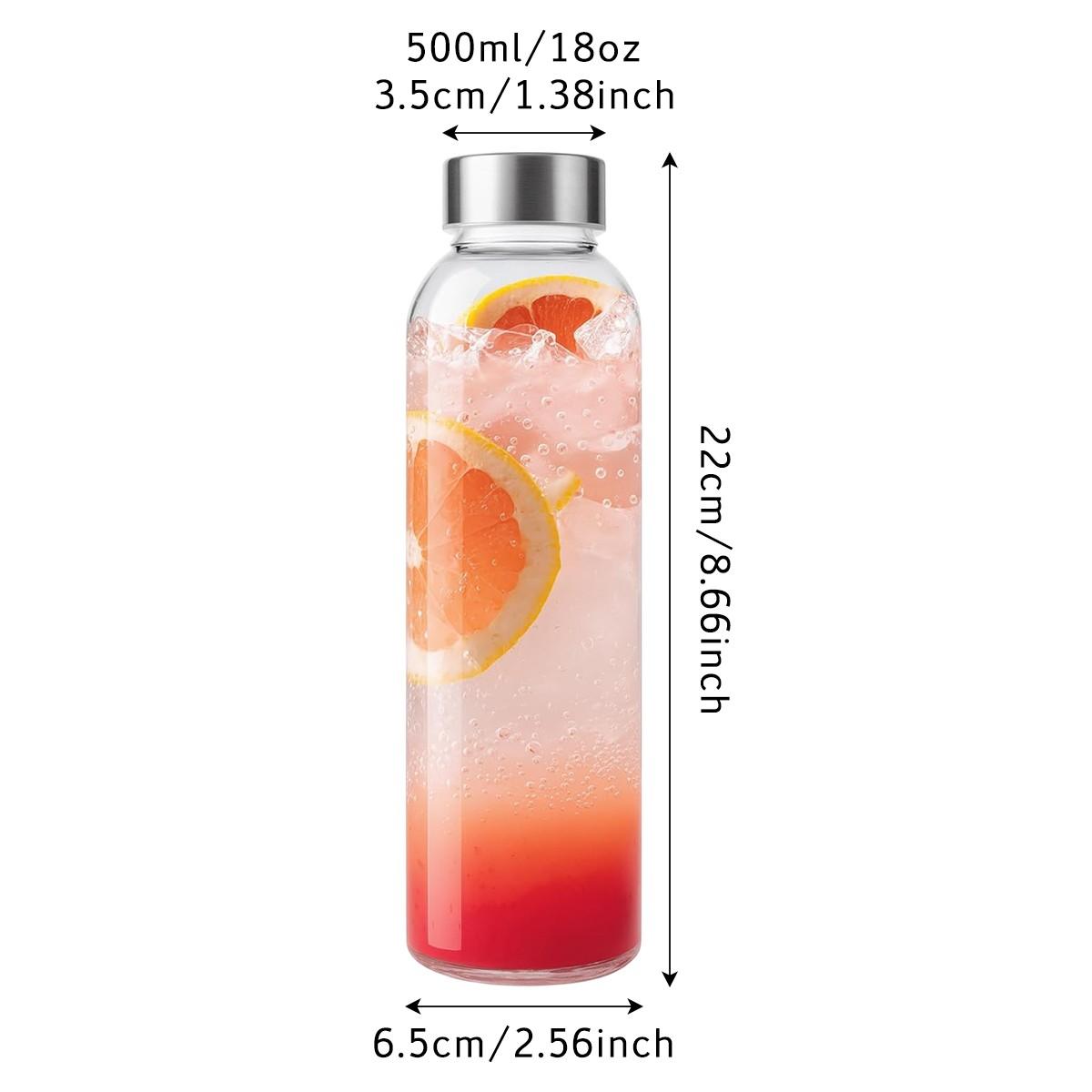 8 Pack Glass Water Bottles with Lids, 18oz Reusable Juice Bottles with Lid, Leak-Proof Juice Container