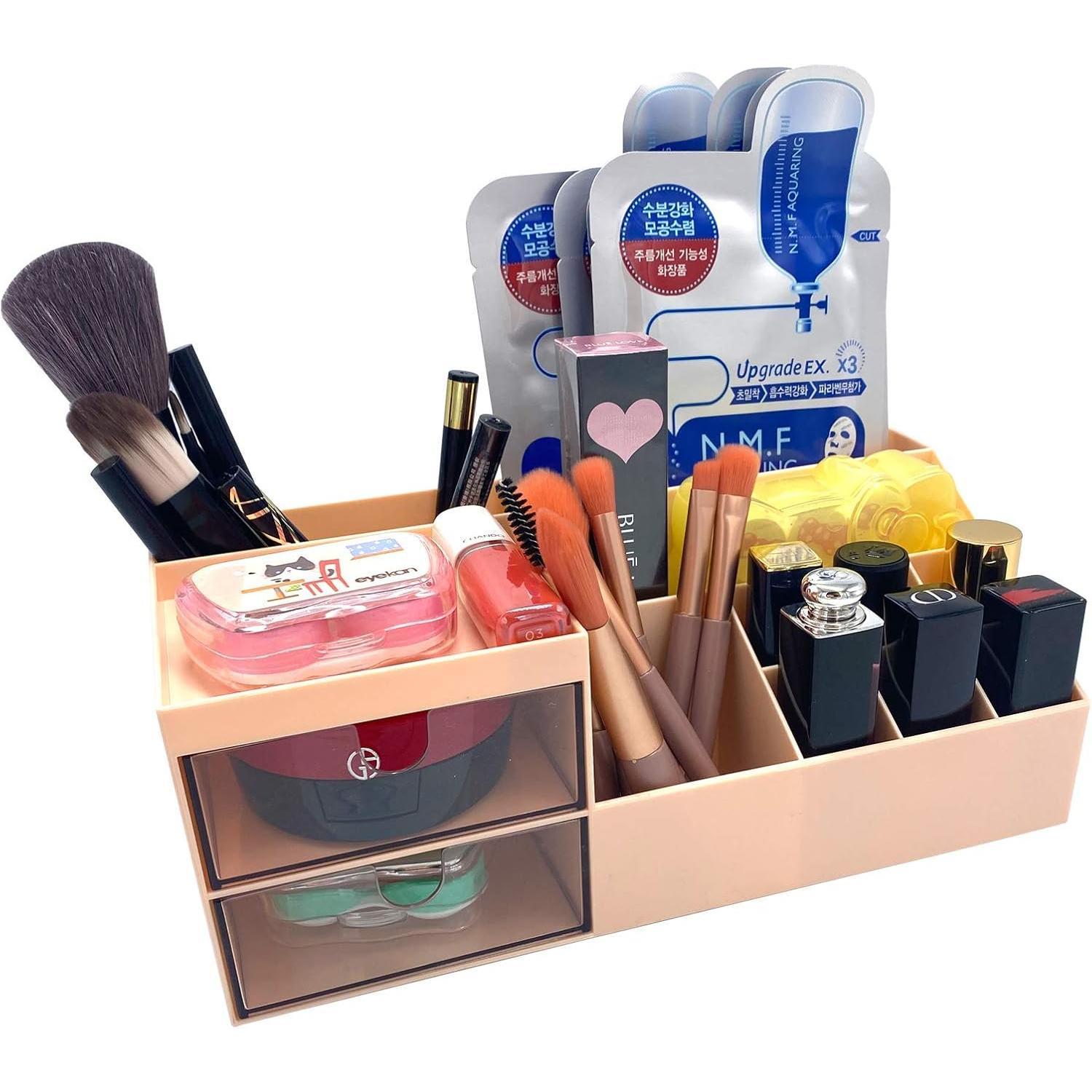 Transparent Durable Synthetic Mini Size Makeup Organizer, Multi-Purpose Desk Box for Dresser or Bathroom Counter