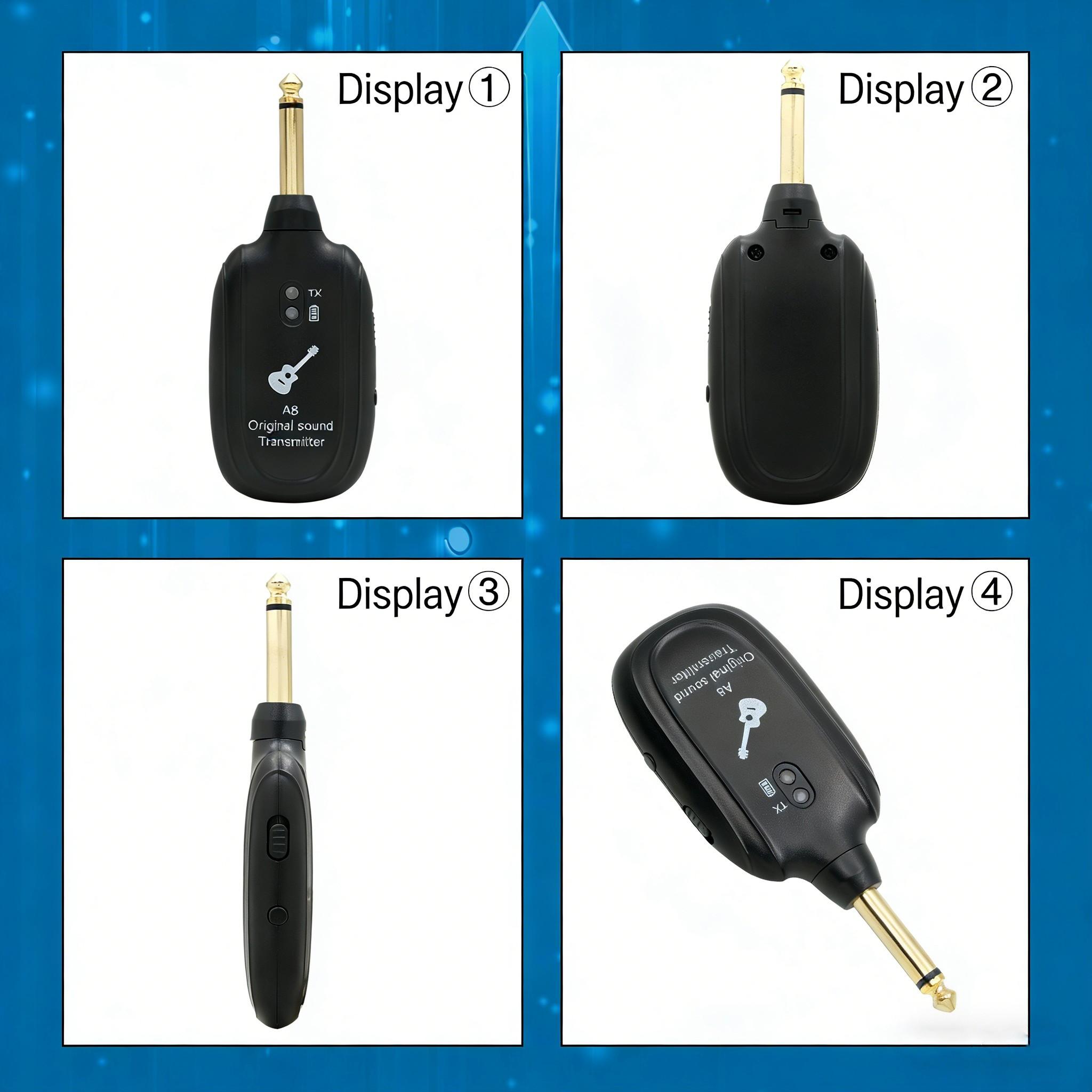 A8 Professional Instrument Wireless Transmitter, Low Latency Uhf Audio System, Ideal for Guitar Bass String Instruments, Studio Stage Perfect Choice