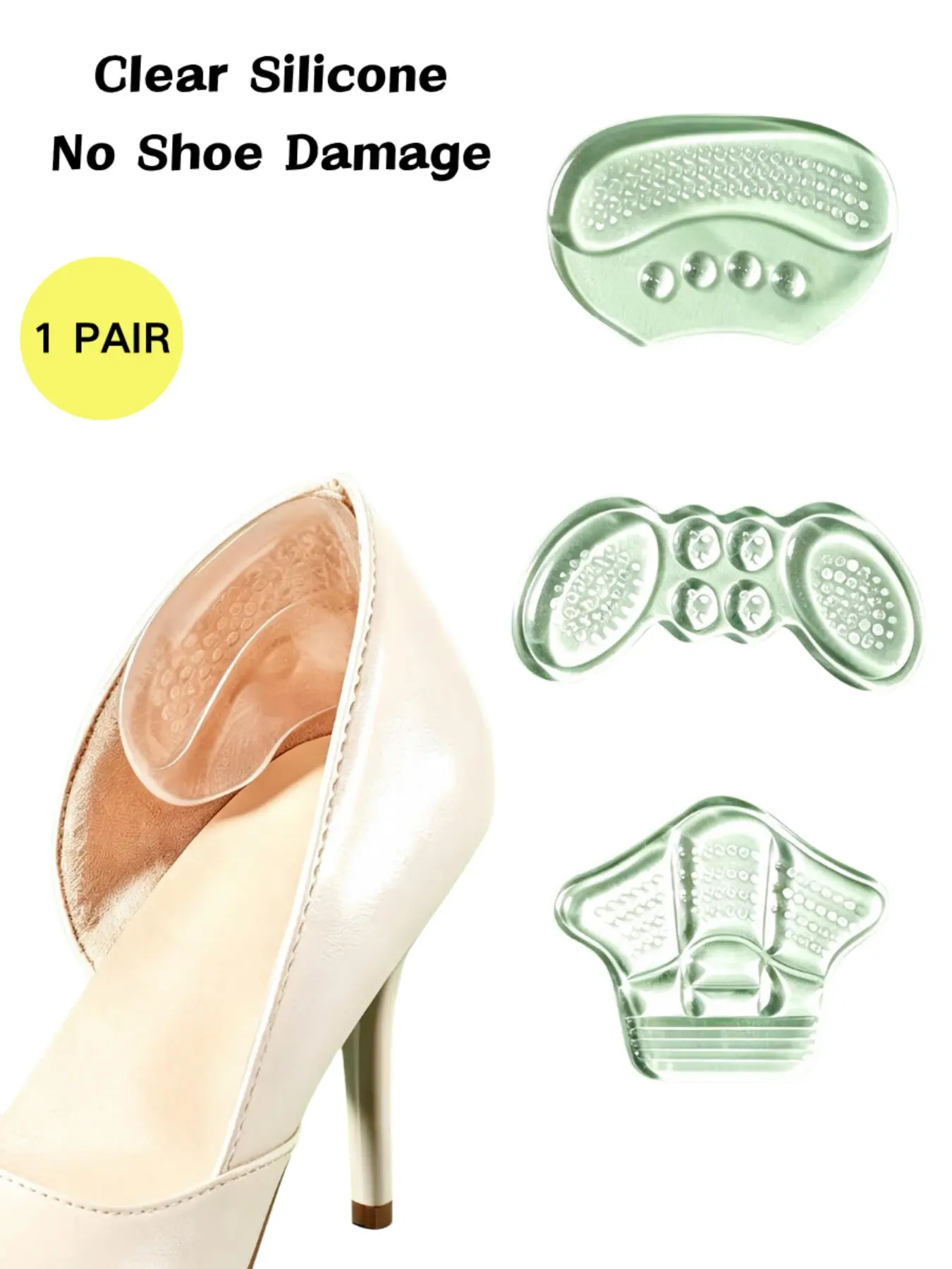 Silicone Heel Protector, Anti-slip Heel Sticker, Heel Protector Pad, Heel Pads, Shoes Accessories for Women High Heels, Size Conversion Half Size Gel Pad
