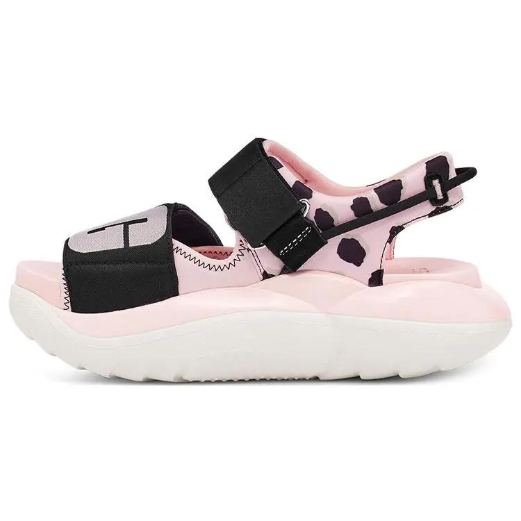 UGG La Cloud Series Two-Layer Cowhide Lightweight Breathable Leopard Print Fashion Sandals 1126951-PPBK