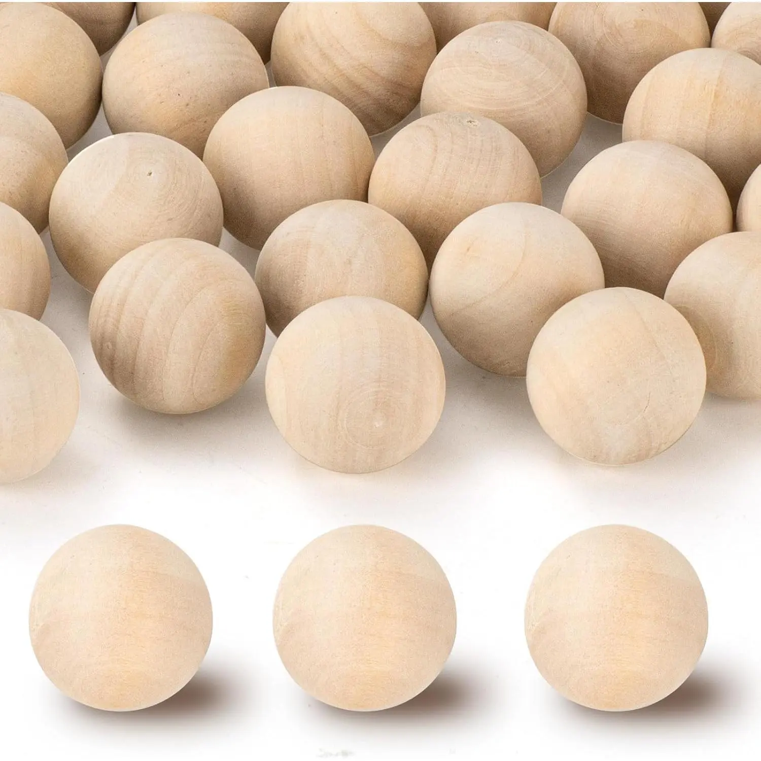 1 inch Wooden Balls, 60 count Unfinished Round  Balls, 25mm Small  Wooden Balls for Crafts and DIY Decorative Projects