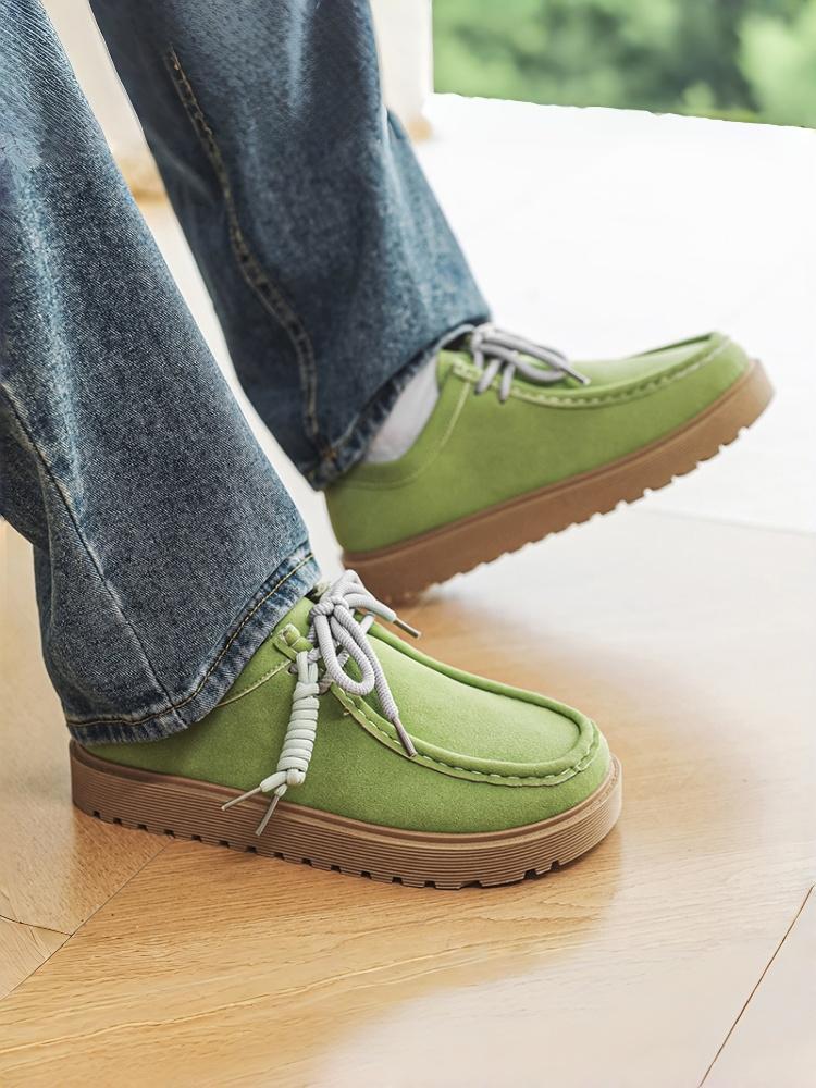 1 Pair of Men's Platform Casual Shoes: Retro Workwear Style, Personalized Thick Rope Laces + Anti-slip Wear-resistant Outsole, Ideal for Men's Daily Streetwear & Casual Outings