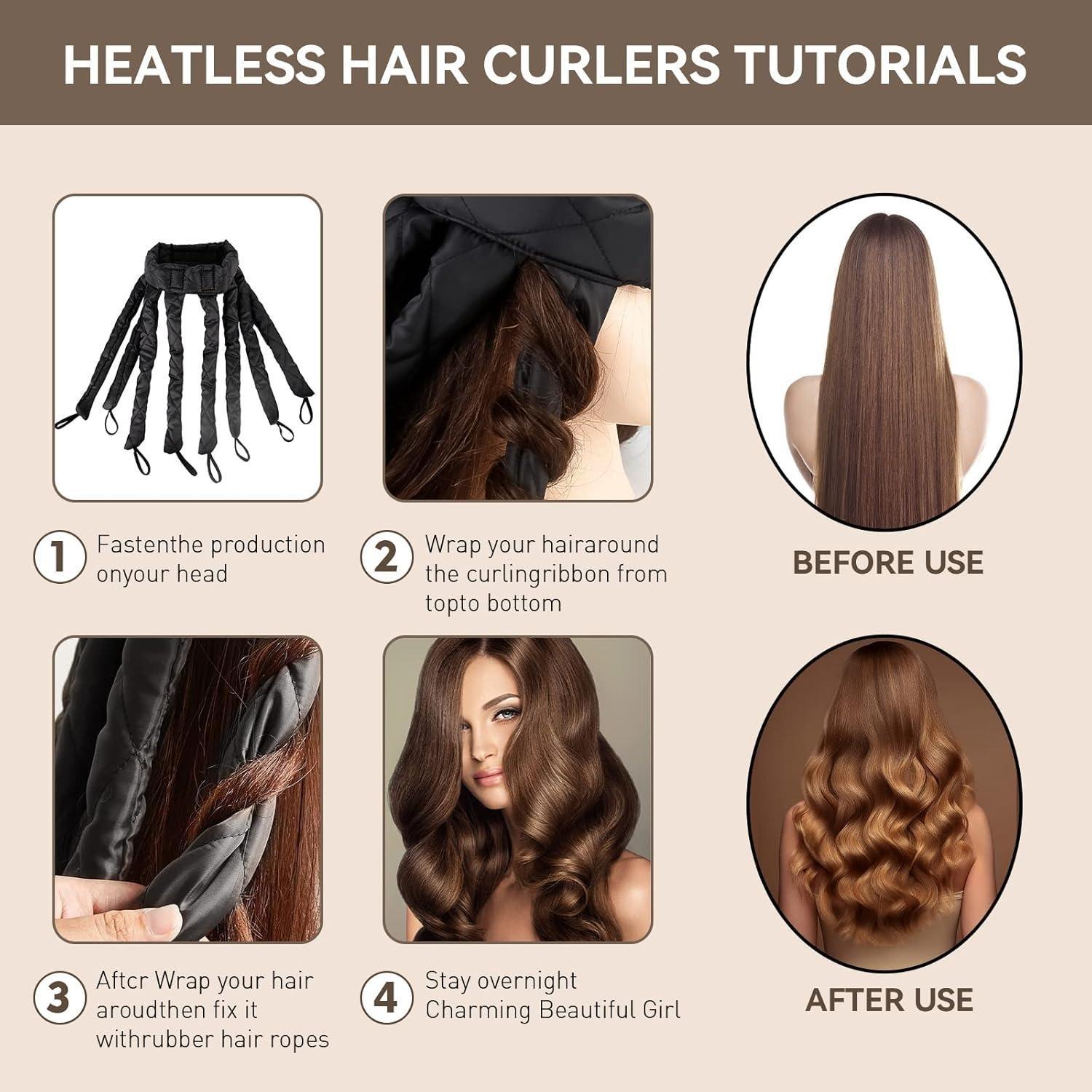 Heatless Hair Curlers Wand, Flexible Octopus Curler To Sleep in Overnight, Silk Satin Hair Curling Rollers, Hair Styling Tool for Daily Use, No Heat Curls, Heat Free Styler, Heatless Styling Tools
