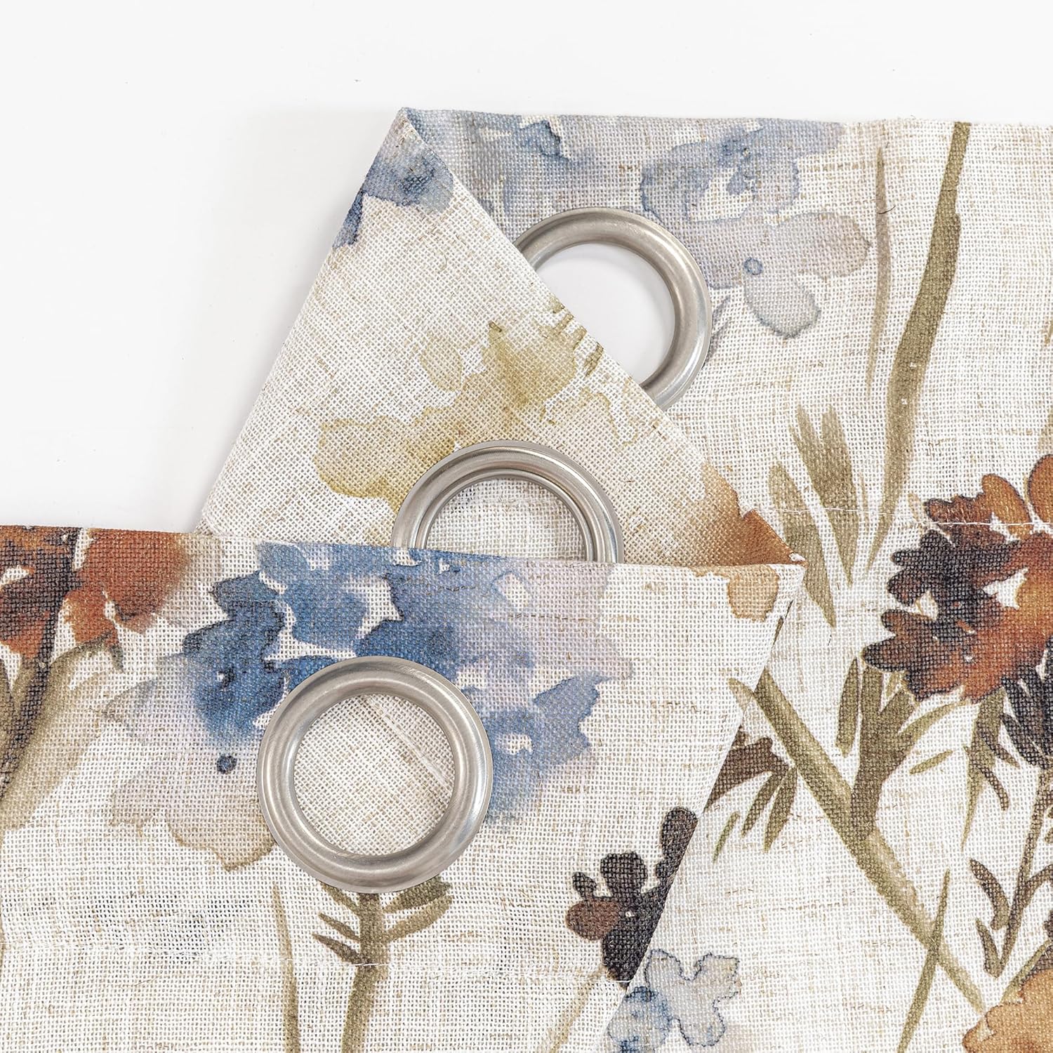 Floor to Ceiling Linen Floral Curtains 95 Inch Length 2 Panels Set Semi Sheer Light Filtering Farmhouse Flower Print Patterned Window Grommet Curtains for Living/Dining Room, Yellow, 2 Pcs