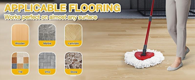 【Summer  Vibes】Spin Mop Replacement Heads Compatible with Oceda EasyWring 1-Tank System, 30-58" Mop Handle,Scrub Brush and Base Combo Set,Mop Refills Easy to Replace and Cleaning,graduation gifts,class of 2026 gifts,household essentials
