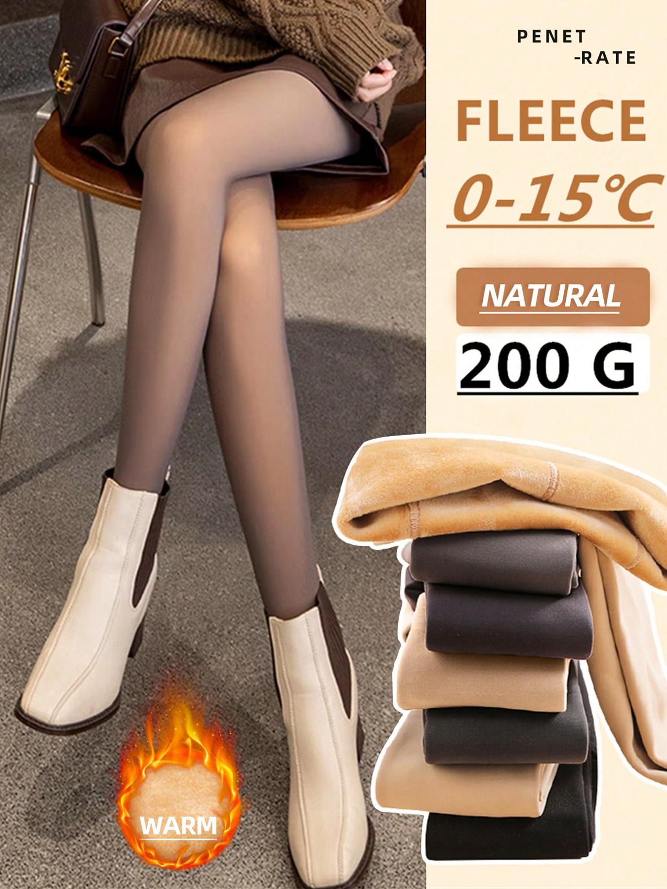 Women's Sheer Pantyhose with Fleece Lining, Fashionable Tight-Fitting Stockings for Fall & Winter Warmth, One Pair