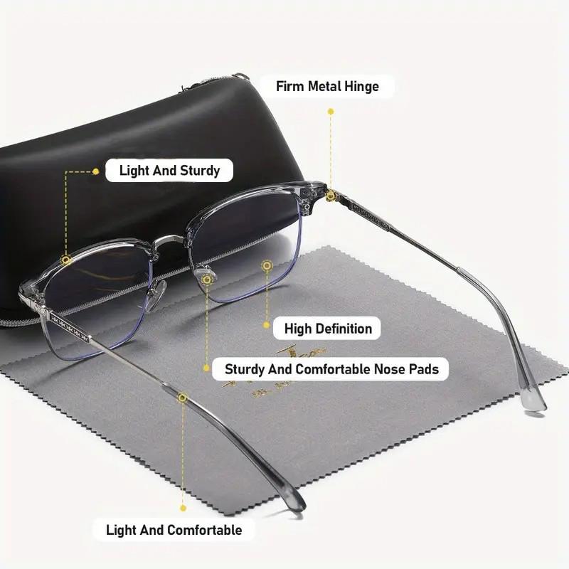 1 Pair of Simple Half Frame Blue Light Goggle Glasses, Browline Design, Unisex, Suitable for Daily, Study and Party Wear, Effective Filtering of Blue Light Anti-Radiation to Protect Your Eyesight.