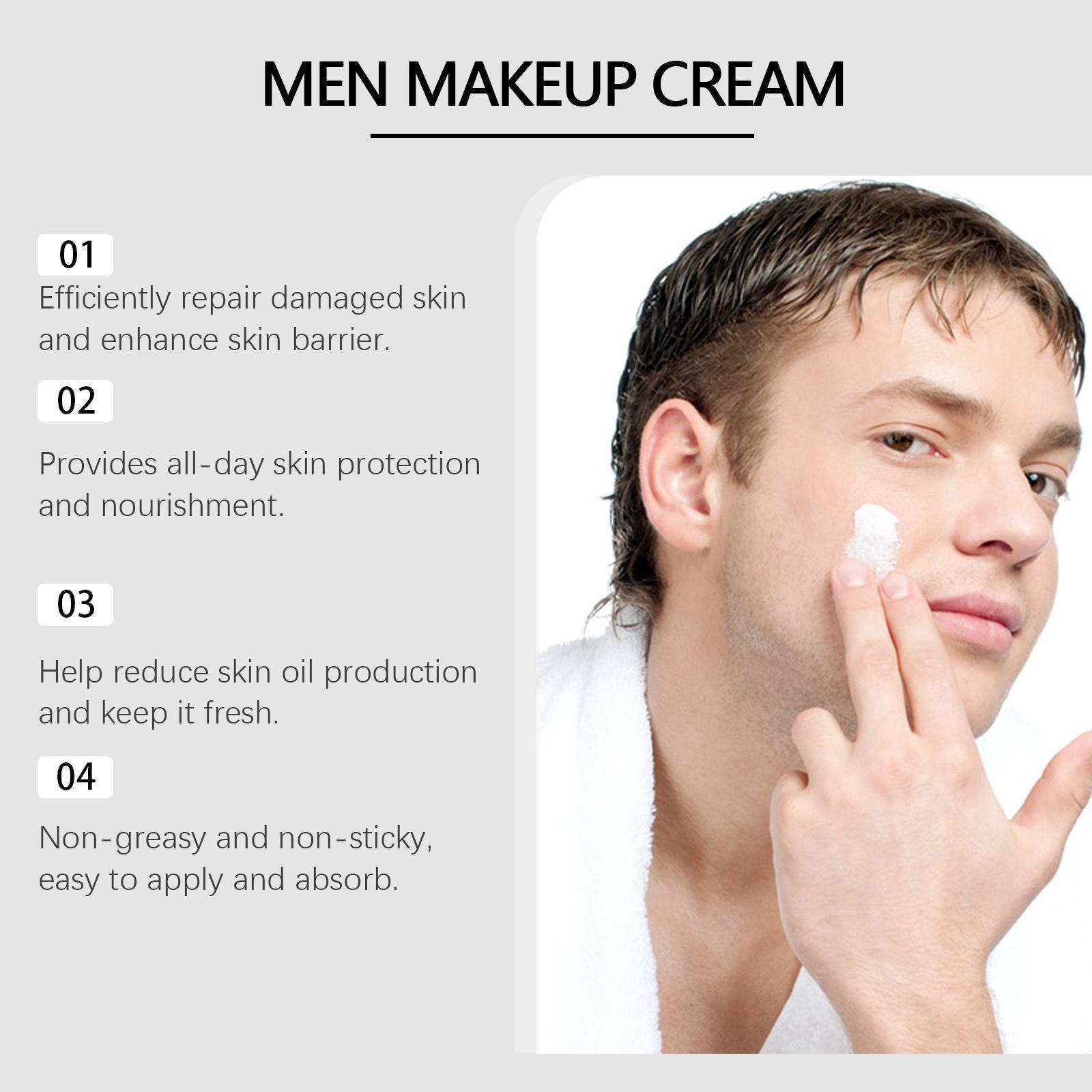 EELHOE Men Makeup Cream Even Skin Tone Oil Control Shrink Pores Moisturizing Face Concealer Matte Waterproof Makeup Base Primer