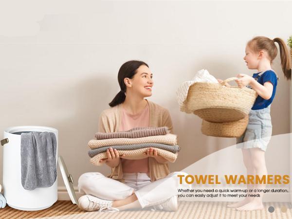 Towel Warmers, Portable Towel Warmer for Bathroom, Heated Towel Bucket with 4 Timer, Auto Shut Off, Hot Towel Warmer for Towel, Blanket and PJ’S, Gift Cozy