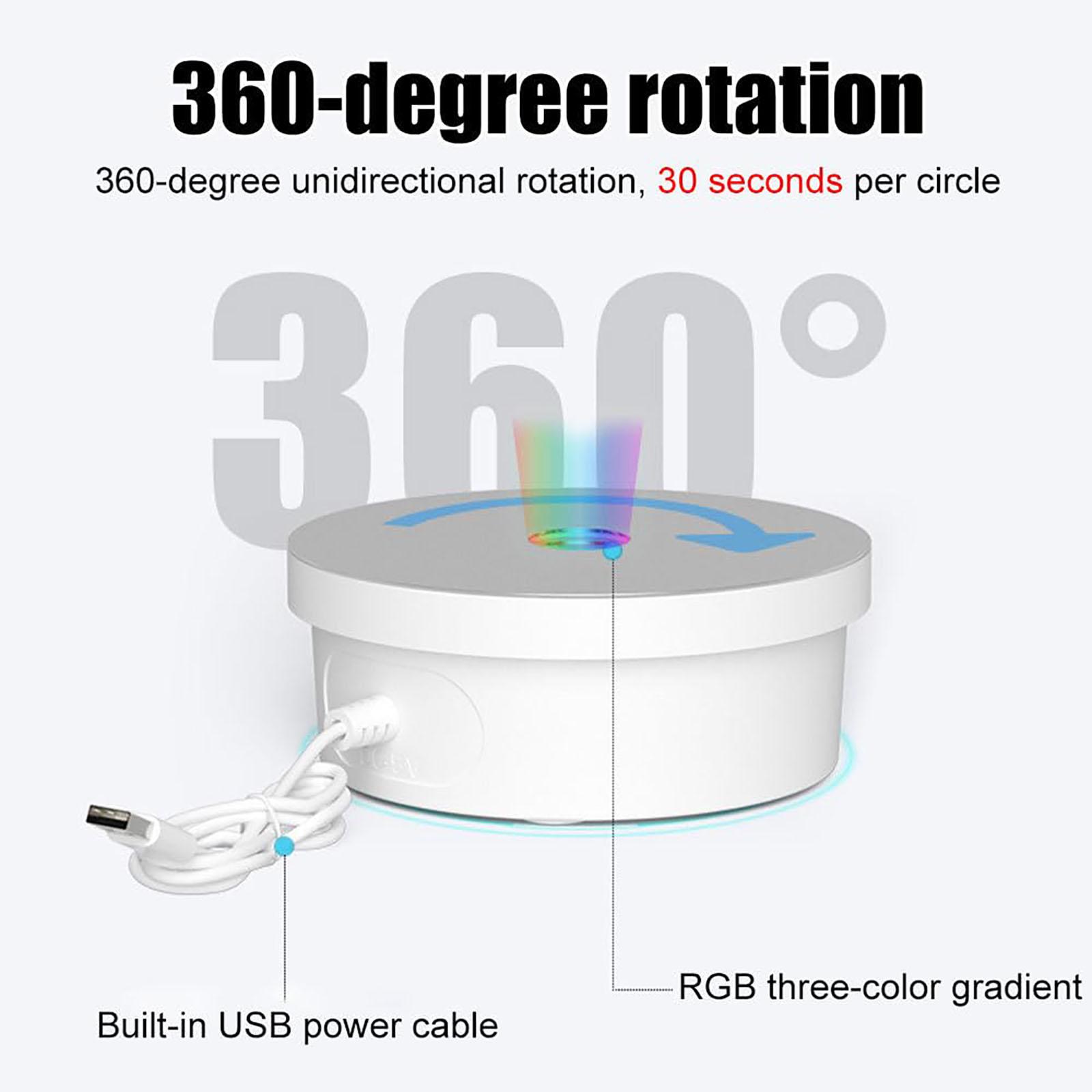 2Pcs 6 Inch 8 Inch The 360° electric rotating display stand, Display Holder, has a diameter of 15 CM 20 CM, The USB electric rotating table rotates clockwise and is suitable for jewelry, lipstick, watches, photography, figurines, live streaming