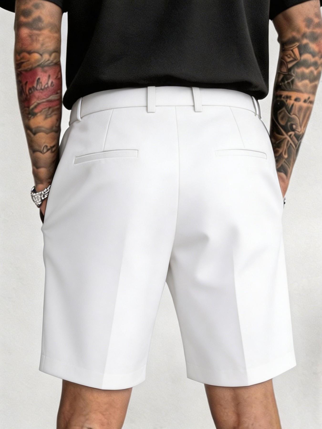 Summer Men's Straight Leg Suit Shorts, Business Casual Minimalist Wrinkle-Resistant, Multiple Colors, Plain Design, Comfortable Knee-Length Shorts, Fit Shorts, Minimalist Fashion Shorts