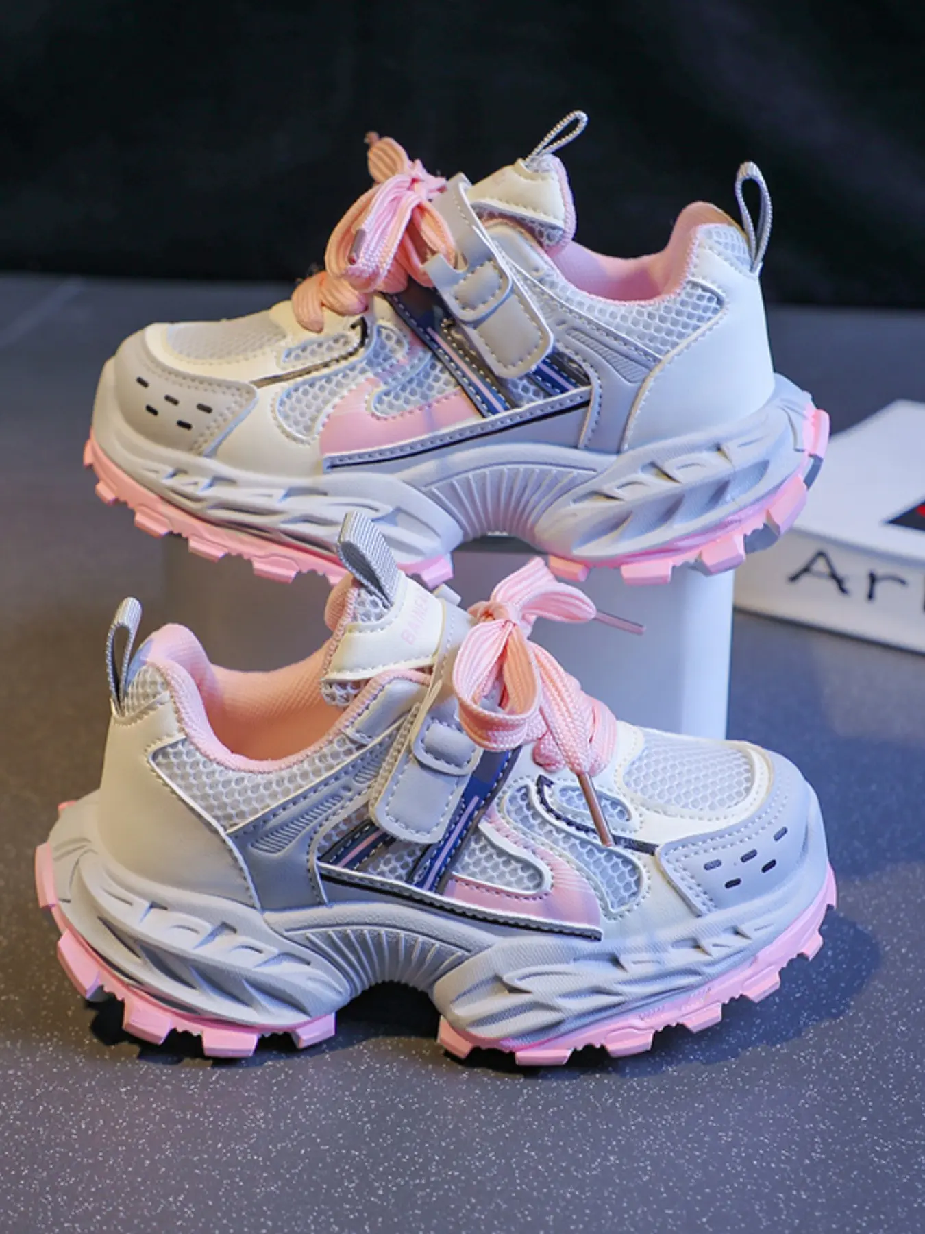 Fashionable Kids' Colorblock Sneakers, Casual Trendy Flat Low Ankle Trainers, Breathable Low Top PU Leather, Rubber Sole, Casual Spring Fall Shoes, Perfect for School and Travel