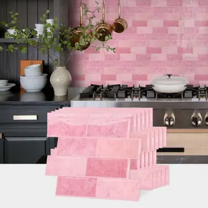 PVC Peel & Stick Wall Tiles, Glossy Removable Design, Modern Gradient, DIY Friendly, Residue-Free Installation, Kitchen