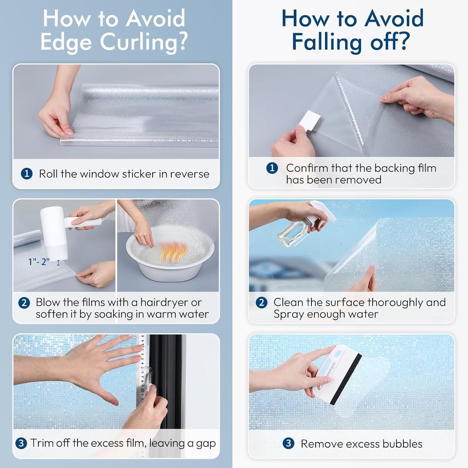 Window Privacy Film Stained Glass, Mosaic Rainbow Decorative Cling, Removable Static Tint, UV Blocking, Non-Adhesive for Home