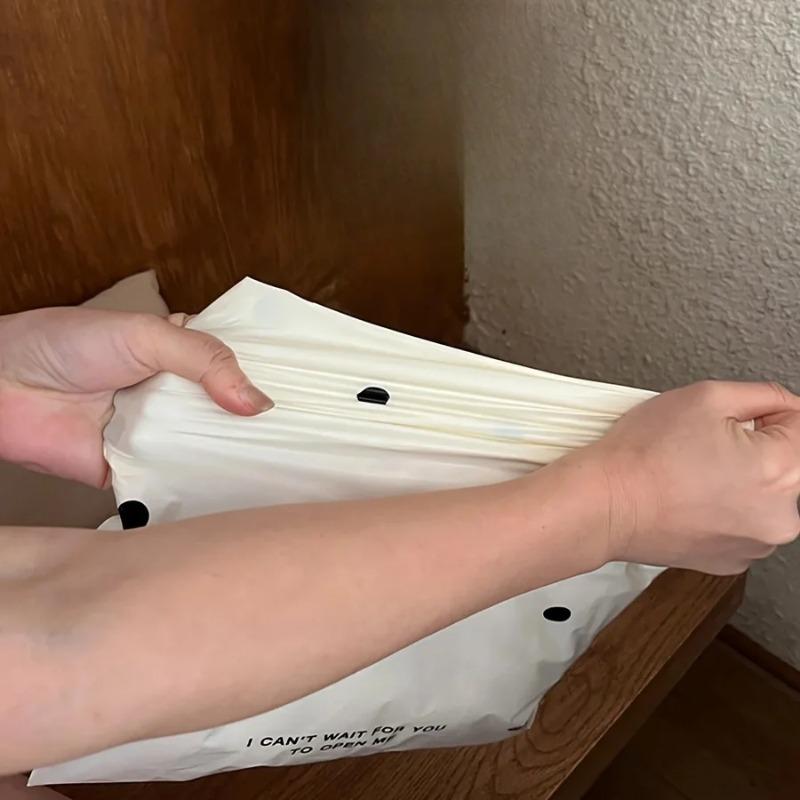 10pcs Beige Polka Dot Express Delivery Bags, Gift and Clothing Packaging Bags, Waterproof Plastic Storage Bags - Office