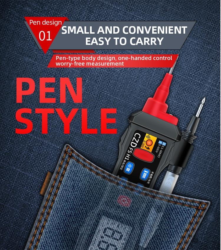 Fsh1 LCD High-Definition Display Handheld Mini Pen-Type Smart Digital Multimeter, Backlit, Battery-Free Model