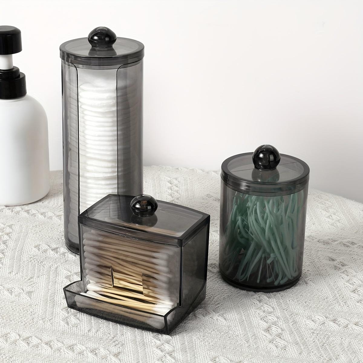 Clear Plastic Transparent Storage Box, 3 Counts/set Modern Simple Storage Jar Canister with Lid, Bathroom Accessories Set, Home Organizer for Cotton Swab, Ball, Pads, Floss, Bottles Containers