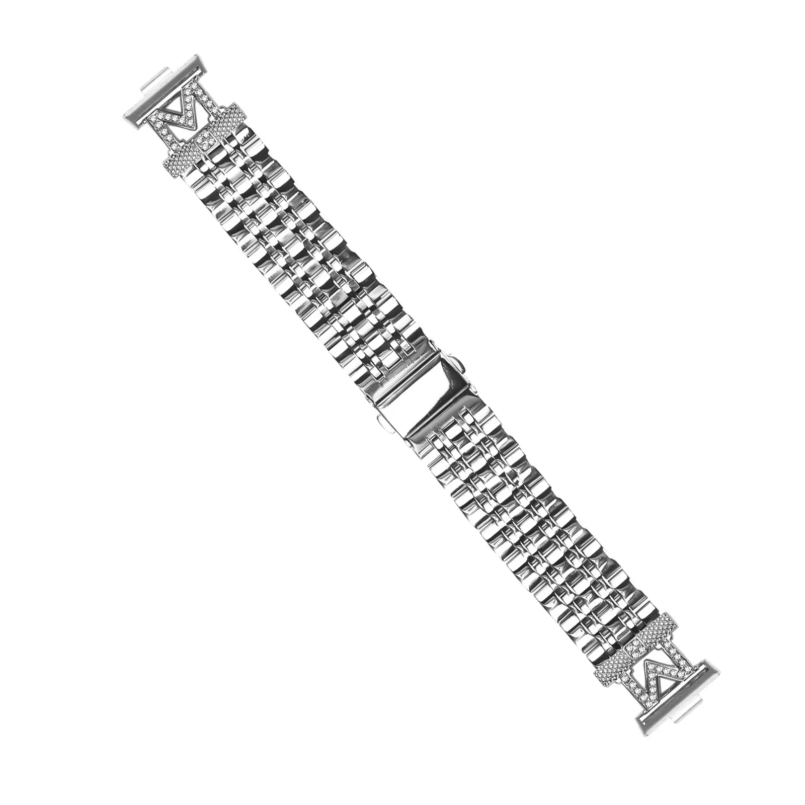M‑Letter Shape Stainless Steel Watch Band, suit for Huawei Fit3 / Fit4 / Fit4 Pro, Replacement Wrist Strap, No Watch Included