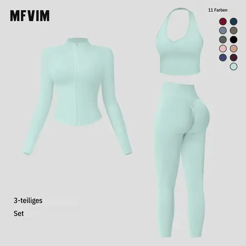 MFVIM Women's 2-Piece Sweatsuit Set - Criss Cross Crop Tank Top, High Waist Leggings, Zip Up Crop Jacket, Breathable Textured Thermal Lined Activewear for Yoga Gym Travel, Women 2 Set, Tracksuit Goals, Tank Tops