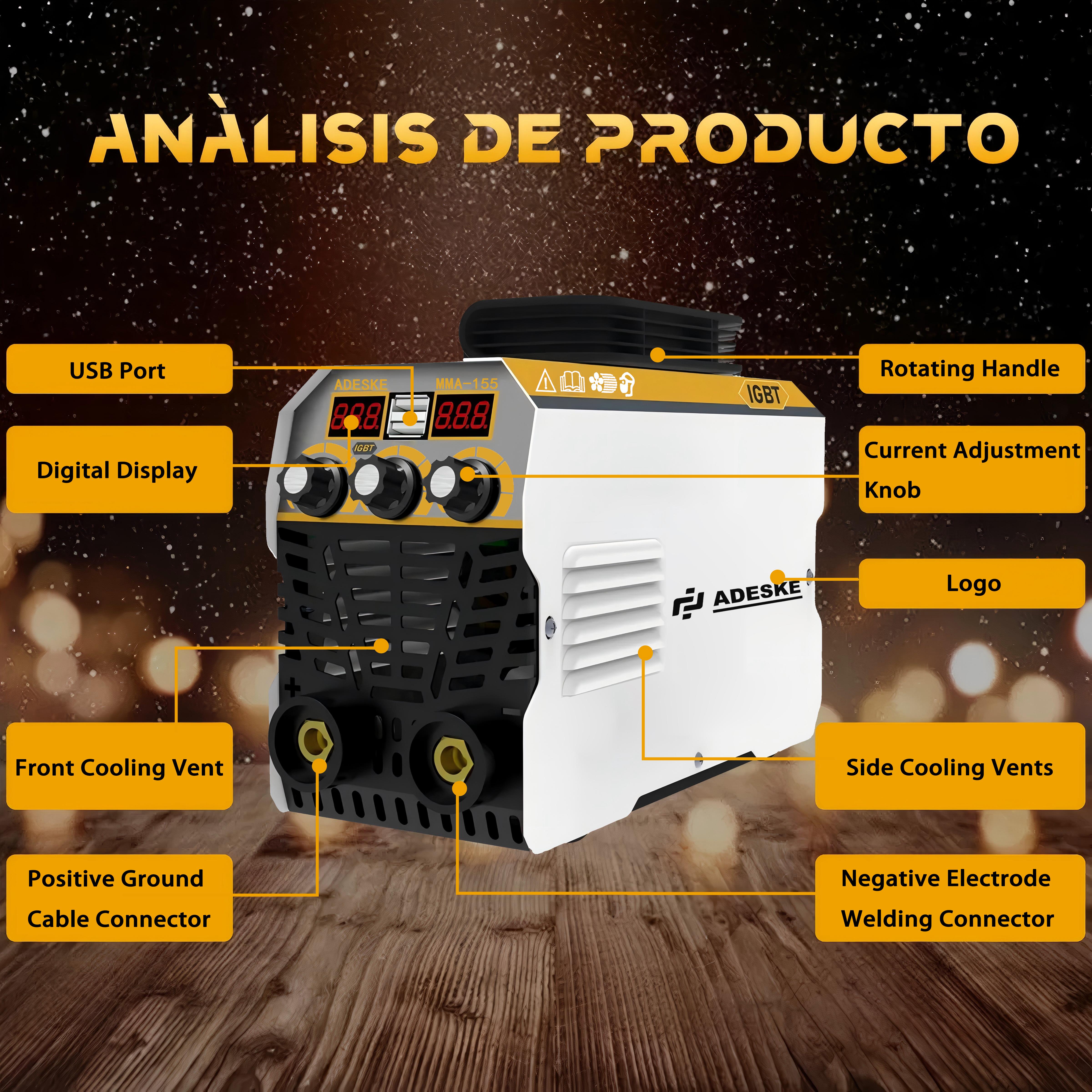 ADESKE 120A Stick Welder MMA-155 – Portable Welding Machine, Dual Voltage 110V/220V, Digital Display Arc Welder with Welding Kit