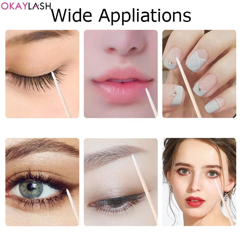300pcs Disposable Wooden Micro Bud Swabs Lint Free Eyelash Extension Glue Removing Tools Makeup Mini Brush