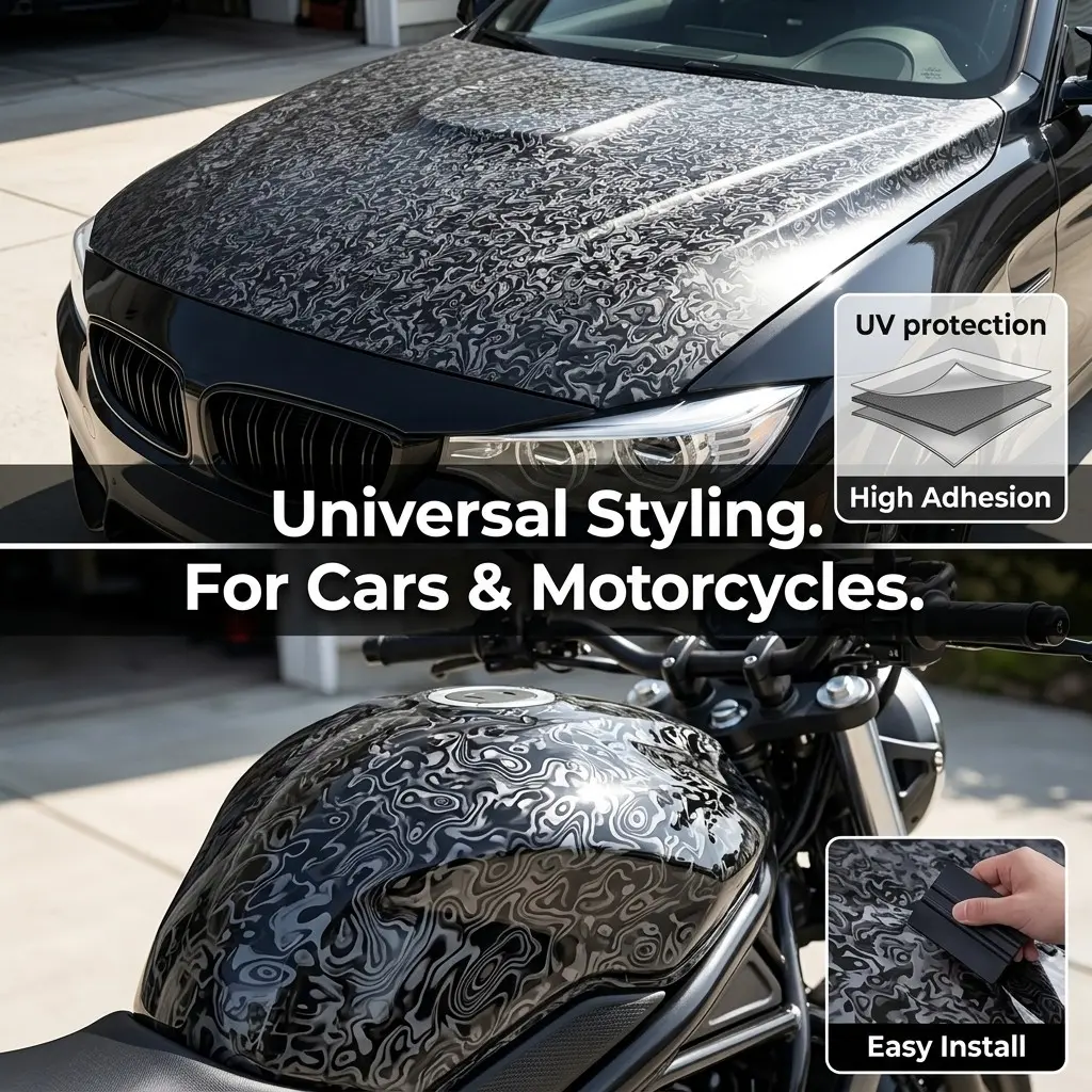 Glossy Fluid Texture Car Film, Motorcycle Helmet Interior Exterior Scratch-Resistant Protection, DIY Self-Adhesive Vinyl Wrap