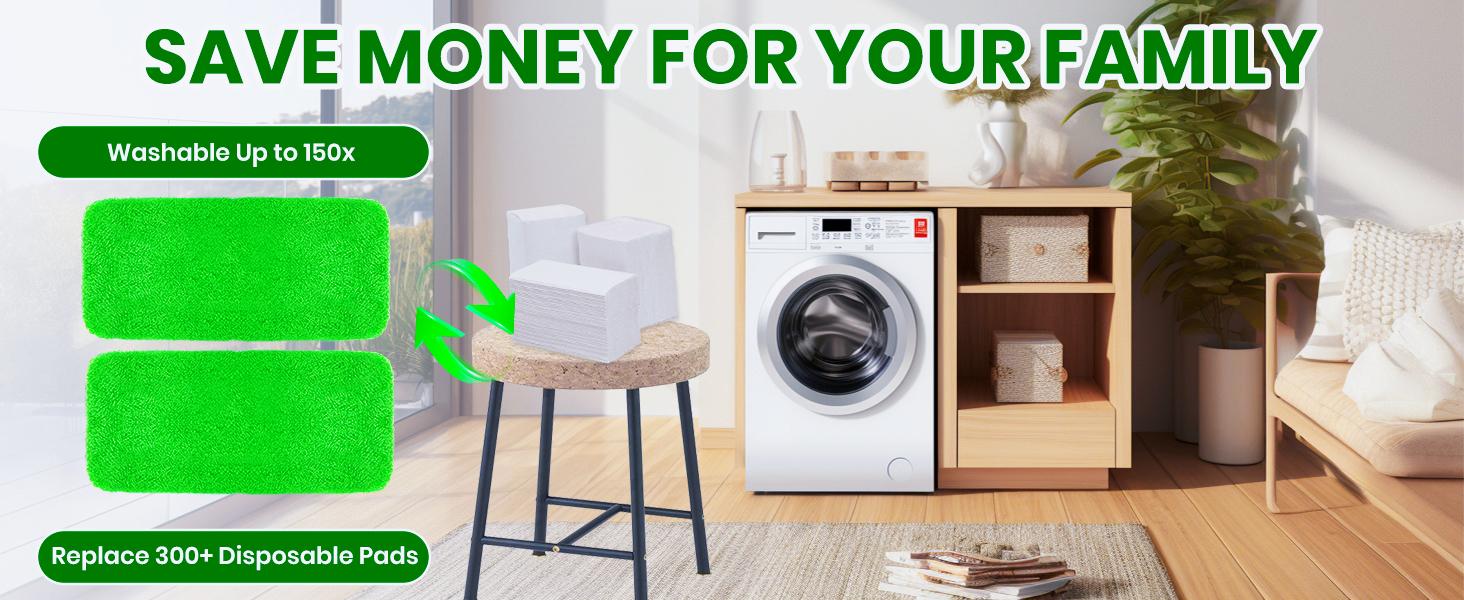 6 Pcs Microfiber Mop Pads Compatible with Swiffer Sweeper Mop Wet and Dry Flat mop Cover Replacement Reusable Sweeping pad Refills Handle Not Include