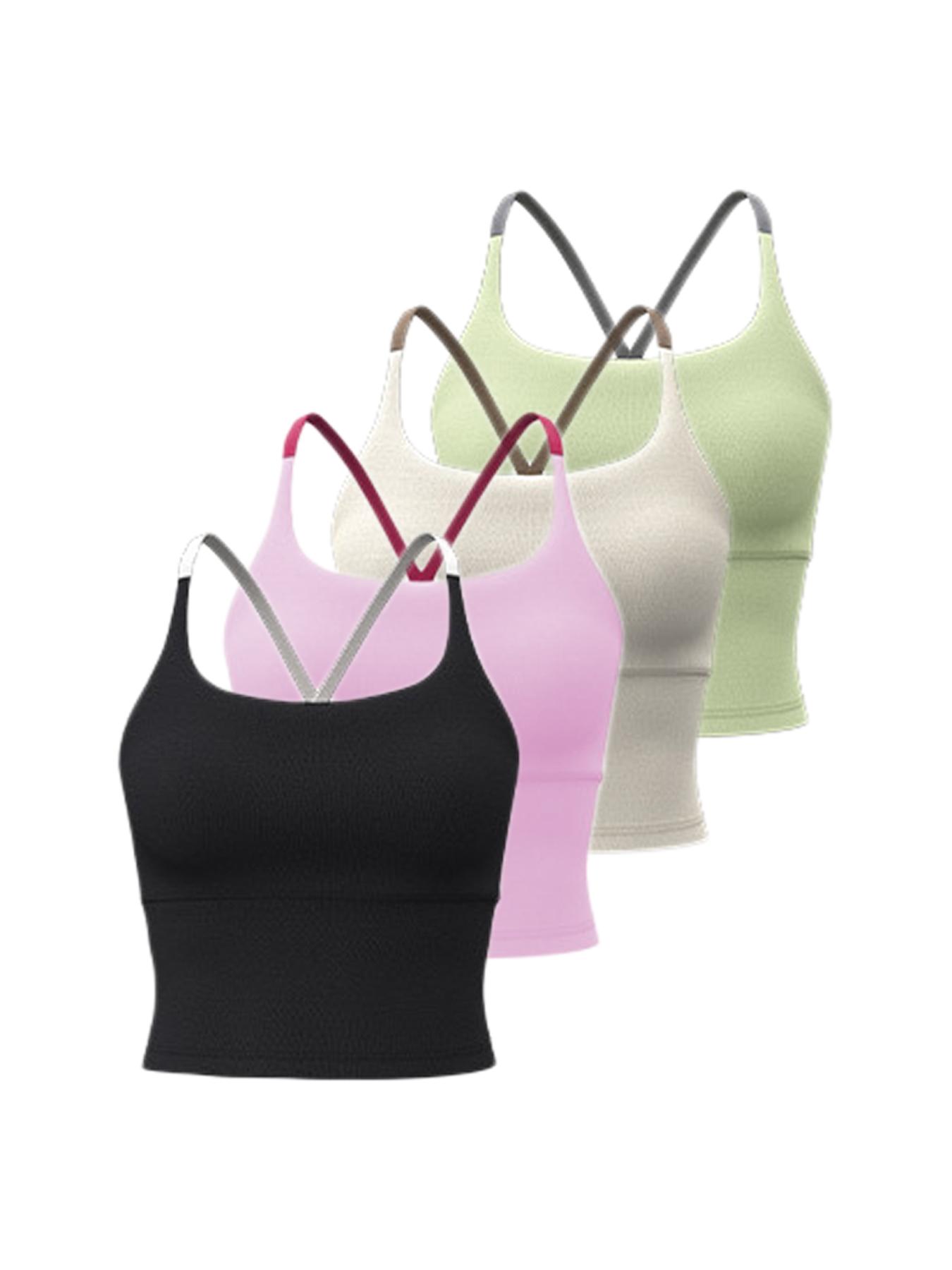 Sporty Women's Plain Criss Cross Sports Bra, Comfort and Durability Sports Crop Cami Top, Ladies Sportswear for Indoor Outdoor Wear, Gym Clothes