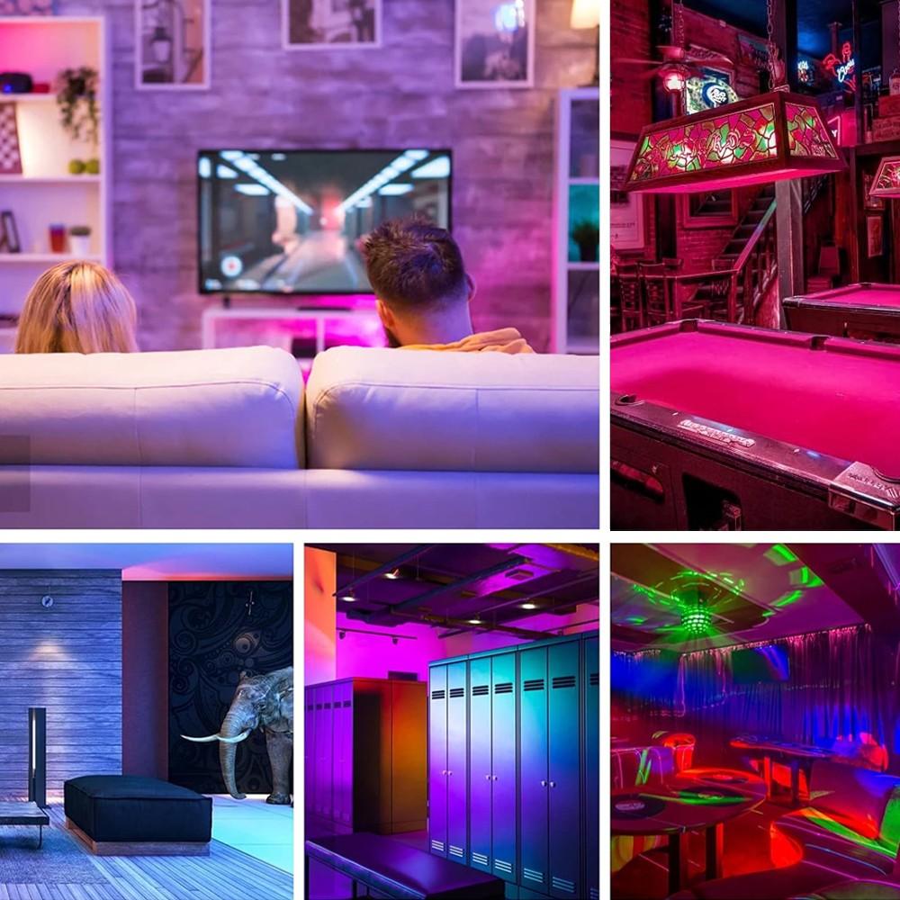 9W E26/E27 Colorful Light Bulbs 1/4 Pack, Red Blue Green Purple Orange Pink Festival Lights, Non-Dimmable Holiday Lighting for Halloween Christmas Party Decor