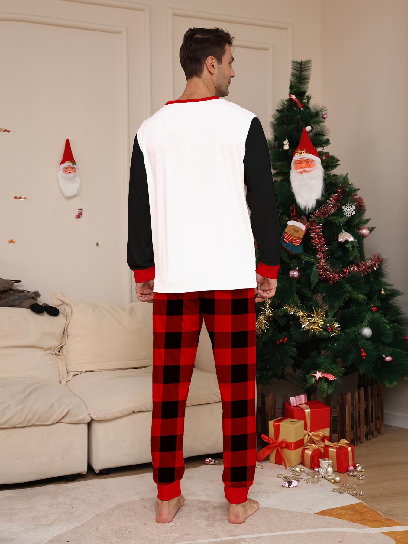 Family of Four Xmas Santa Hat Pyjamas Breathable Casual Loungewear For Party Photos Gift