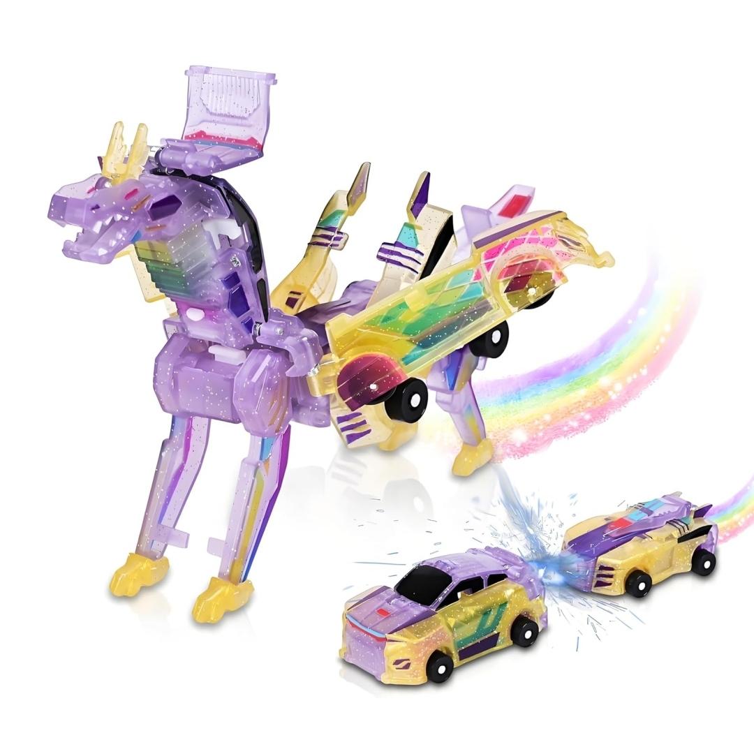 Dinosaur Transforming Car Toy, Magnetic Cars Transform into Dinosaurs,Fun - Collision Transformation Car Toys for Boys & Girls|Party Favors Gift for Birthday, Christmas (Blue) dinosaur toysdinosaur toys collision transforming dinosaur car toy