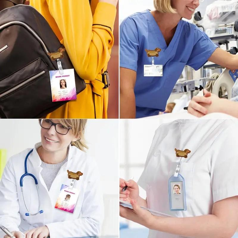 Cute Weimaraner Dog Pattern Stretch Badge, Office School Backpack Keychain, Outdoor ID Tag, Durable Design, Perfect Gift