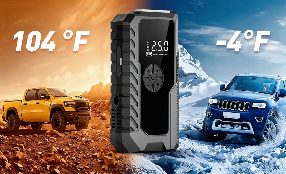 Car Emergency Jump Starter with 150PSI Air Compressor - 2500A Peak for 8.0L Diesel, 10000mAh Power Bank, LED Light #CarEssentials