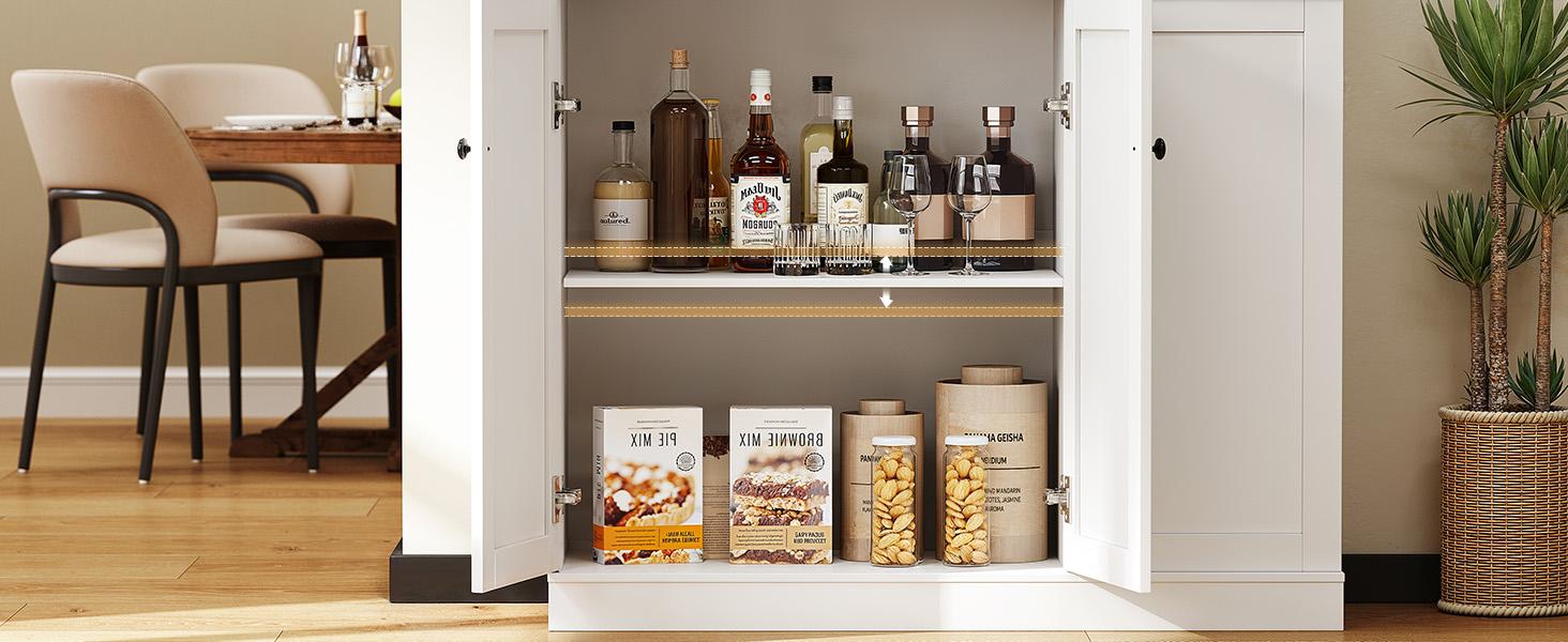 【SPOTLIGHT DAY】ONBRILL 71" Tall Kitchen Pantry Storage Cabinet with Microwave Stand & Door Shelf, Freestanding Kitchen Hutch with 6 Doors and Adjustable Shelves, Modern Food Pantry for Kitchen, Dining Room