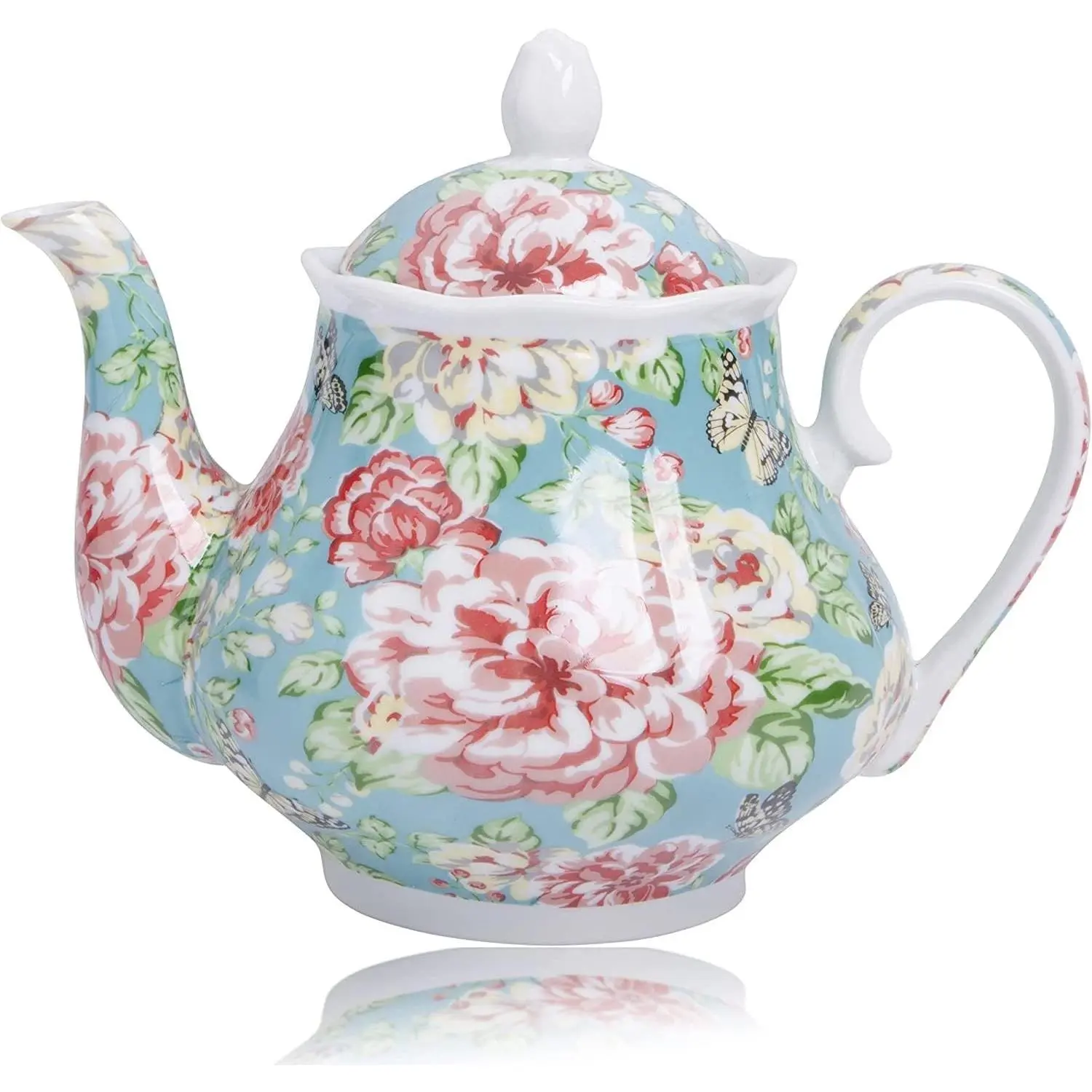 European Style 37 Oz Vintage Porcelain Ceramic Teapot Coffee Water Pot Perfect Gift