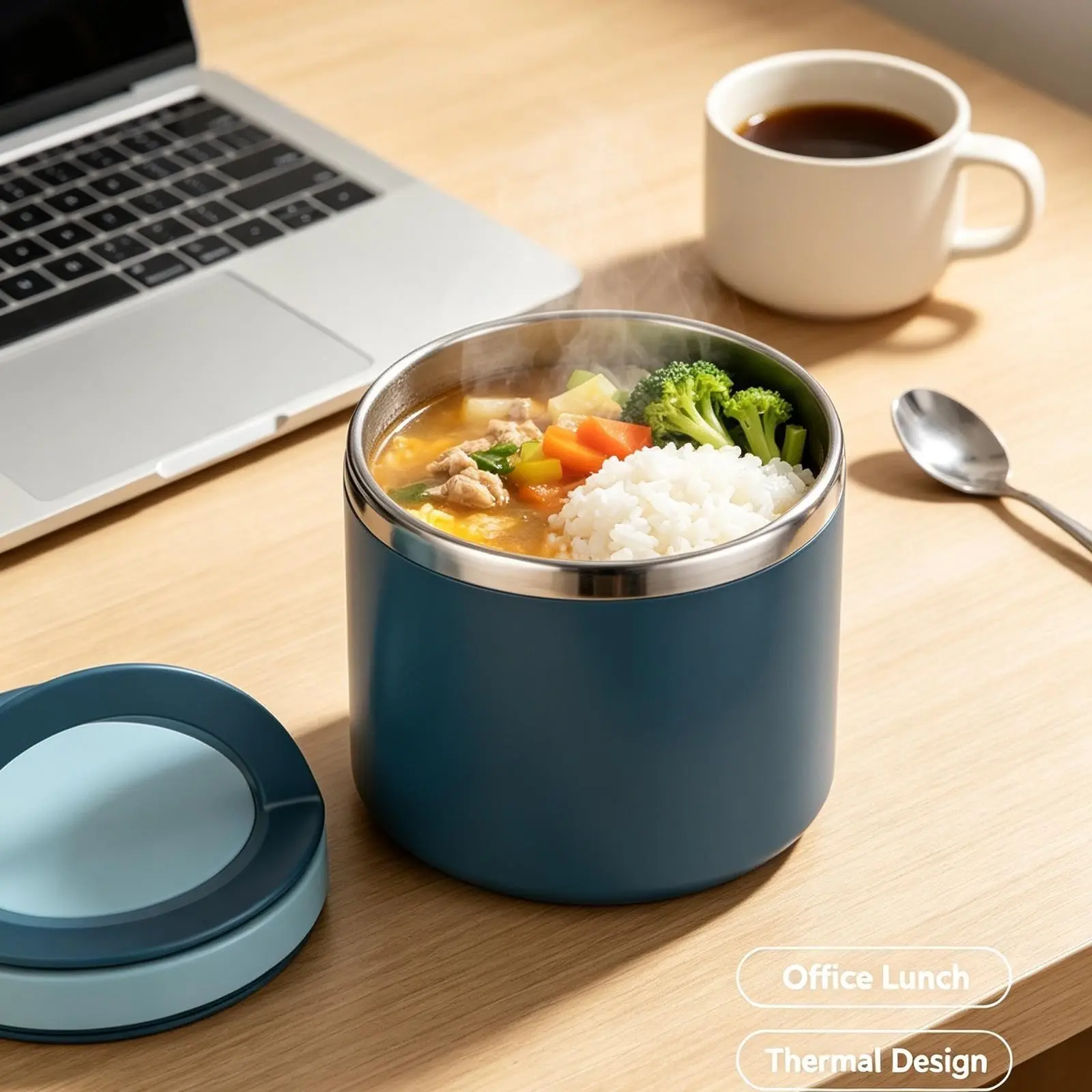 Stainless Steel Food Container, Large Capacity Reusable Lunch Box, Ideal for Soup and Breakfast, Insulated, School, University, Office Use, Thermal Lunch Box