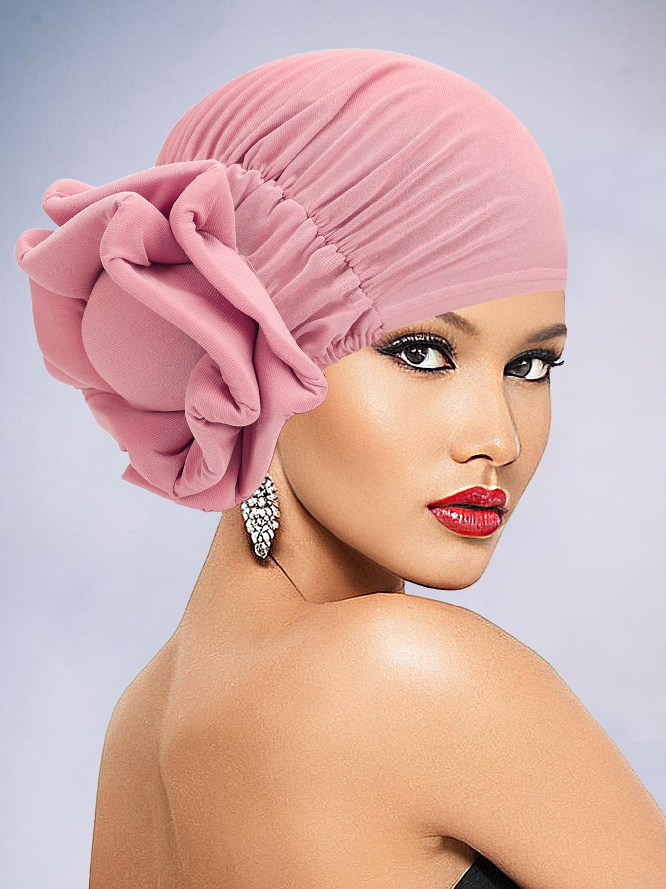 Women's Elegant Flower Design Turban Hat Trendy Breathable Head Wrap, Versatile African-inspired Turban for Daily Use Turban Hijab