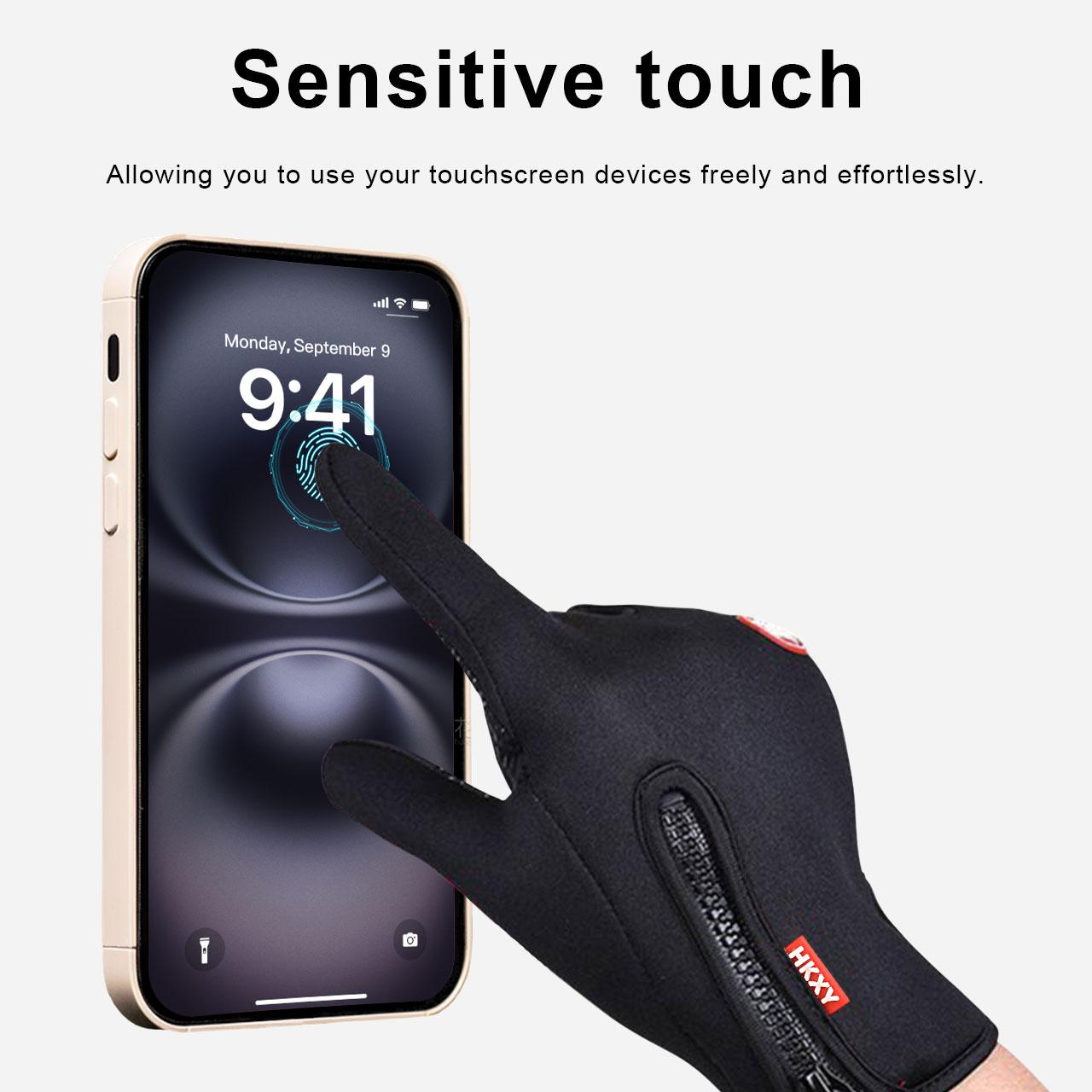 Winter Warm Touch Screen Gloves for Men & Women Windproof Waterproof Cycling Fishing Outdoor Work Sports Black Gray Pink Hand Cover with Touchscreen Fingers & Anti-Slip Palm