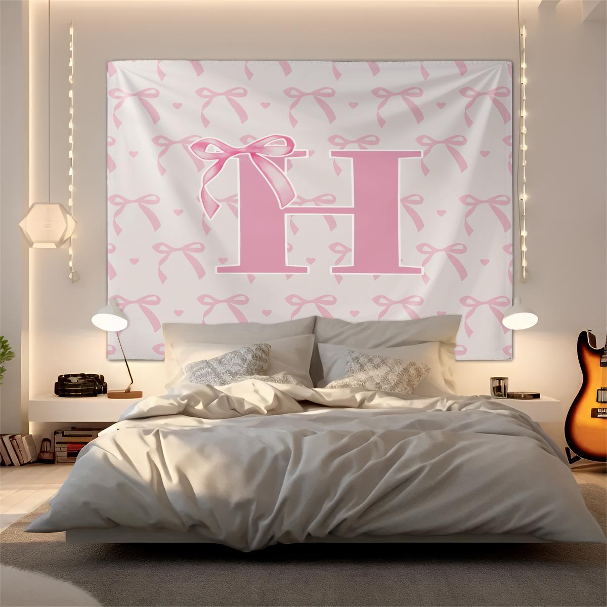 Letter Printed Tapestry, Pink Princess Style Wall Decor, Soft Fabric, Easy to Hang, Ideal for Girls' Bedroom and Living Room Background Decoration, Great Gift for Family and Friends