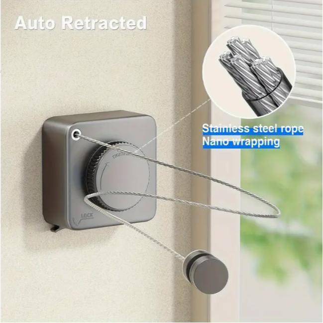 Heavy-Duty Retractable Clothesline 5.76m/188.98in - Square Anti-Slip Clothes Drying Rack for Home Bathroom Balcony Indoor Outdoor Use Laundry