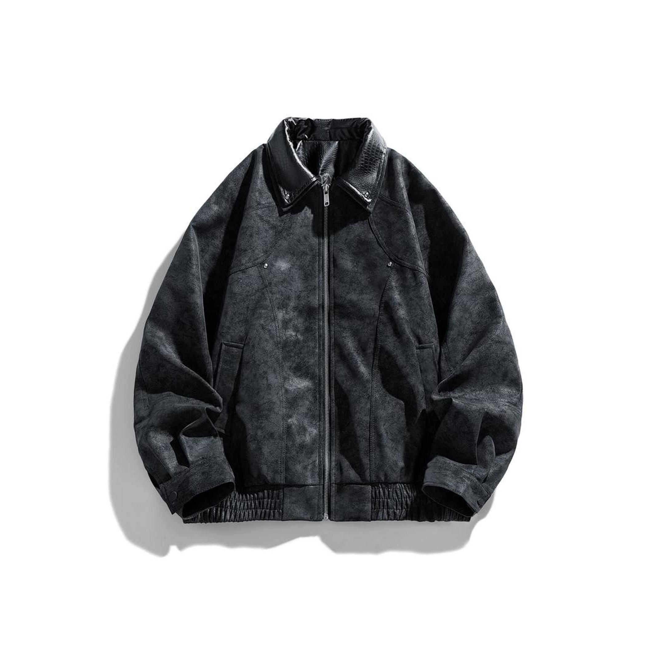Men's Solid Color Motorcycle Jacket, Regular Fit Casual Comfy Long Sleeve Baseball Collar Outerwear for Daily Wear, Men's Clothing for Fall & Winter, Coats