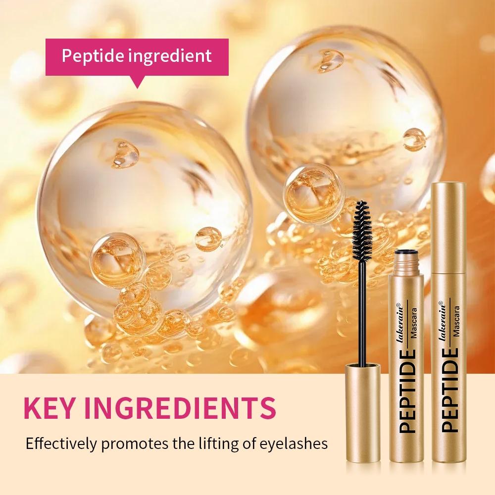 3 Counts Peptide Mascara, Lengthening & Volumizing Waterproof Mascara, Smudge-Proof, Clump-Free, Flake-Resistant Wear, Sweat for All-Day Fluttery Lashes​, Eyelash Makeup